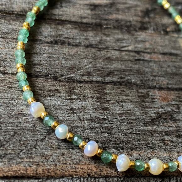 NEW Green Aventurine & Pearl Bracelet - Picture 5 of 15